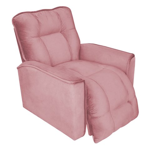 Poltrona do Papai Reclinável Confortável Manual Comfort Veludo Rosa - Montanaris Decor