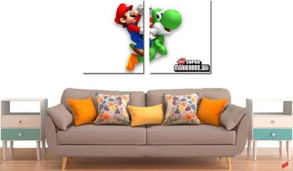 Quadro Decorativo Jogo Super Mario Yoshi 2 Peças M2