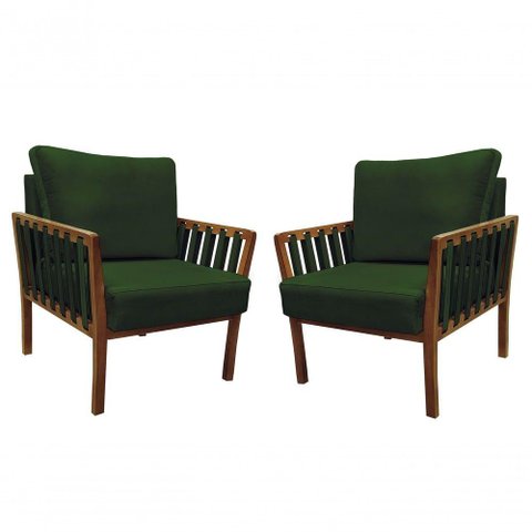 Kit 2 Poltronas Luxo Califórnia 0130 Verde Musgo