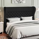 Ver imagem 2 de Kit Cabeceira Cama Box Casal 195 Cm Madrid com Puff Recamier Santorini Veludo Preto - Lyam Decor
