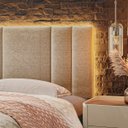 Ver imagem 5 de Cabeceira Estofada Cama Casal King Size com Led Moderna 200 Cm:linho Bege