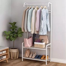 Arara Cabideiro Organizador de Roupas Casaco Bolsa Multiuso Quarto Closet Loja Roupeiro Duplo com Sa - 7