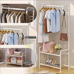 Arara Cabideiro Organizador de Roupas Casaco Bolsa Multiuso Quarto Closet Loja Roupeiro Duplo com Sa - 8