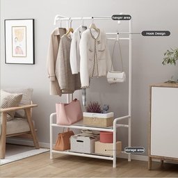 Arara Cabideiro Organizador de Roupas Casaco Bolsa Multiuso Quarto Closet Loja Roupeiro Duplo com Sa - 4