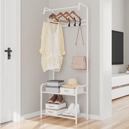Arara Cabideiro Organizador de Roupas Casaco Bolsa Multiuso Quarto Closet Loja Roupeiro Duplo com Sa - 3
