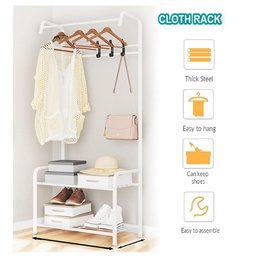 Arara Cabideiro Organizador de Roupas Casaco Bolsa Multiuso Quarto Closet Loja Roupeiro Duplo com Sa - 2