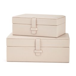 Kit Caixas Decorativas com Revestimento em Pu - 2pçs:off White - 1