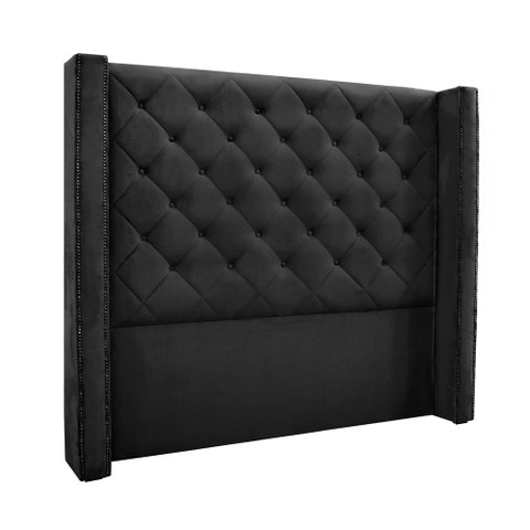 Cabeceira Cama Box Solteiro 90cm e Recamier Vicenza Veludo S04 - D'Rossi Preto