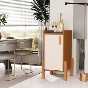 Buffet Aparador Sala Retrô 1 Porta Cantinho do Café Poisedon Cedro Off White