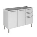 Ver imagem 2 de Balcão Cozinha em Aço 3 Portas 2 Gavetas 120cm sem Tampo Dobradiças Slow Motion Tarsila Itatiaia 