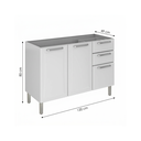 Ver imagem 4 de Balcão de Cozinha em Aço 3 Portas 2 Gavetas 120cm sem Tampo Tarsila Itatiaia Branco