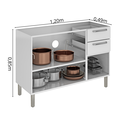 Ver imagem 3 de Balcão Cozinha em Aço 3 Portas 2 Gavetas 120cm sem Tampo Dobradiças Slow Motion Tarsila Itatiaia 