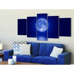 Quadro Decorativo 129X63 Sala Quarto Noite Lua Cheia - 4