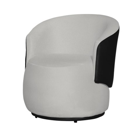 Poltrona Organica Recepção para Sala Aisha Corano Preto e Suede Branco - Incasa Decor