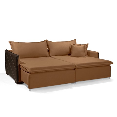 Sofá sem Caixa Retrátil Reclinável Mônaco 2,20m Estilo Estofados - França Linhosoft Cor "terracota"