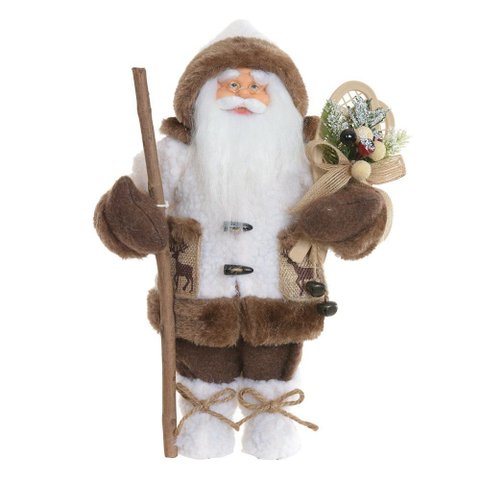 Papai Noel Natal em Pé Bege e Marrom 30cm