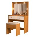 Ver imagem 1 de Penteadeira Livia com 2 Gavetas Luz de Led e Banqueta Nature/off White