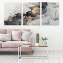 Ver imagem 2 de Quadro Abstrato Decorativo Mármore Dourado com Cinza