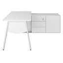Ver imagem 5 de Mesa L Diretor com Armário Lateral 3 Gavetas 180cm Industrial Tampo Chanfrado Executive Cinza