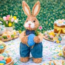 Ver imagem 1 de Boneco Coelho Decoração Enfeite Páscoa Palha Artesanal 45cm