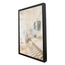 Ver imagem 1 de Quadro Decorativo Caixa Alta com Vidro Abstrato Mármore Branco Perolado TaColado Moldura Preta 90 x