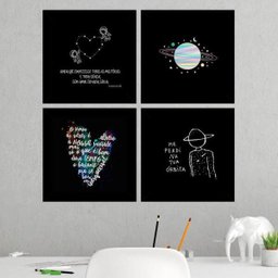 Quadros Decorativos 4 Quadros Me Perdi Na Sua Órbita Frases - 1