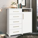 Ver imagem 2 de Cômoda Para Quarto 5 Gavetas 1 Porta 2 Prateleiras Siena F08 Branco - Mpozenato