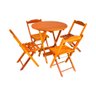 Conjunto de Mesa Dobrável Redonda 0,78m 4 Cadeiras Madeira Maciça Eucalipto - 1