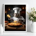 Ver imagem 2 de Quadro Gato na Cozinha - Chef 45x34cm:moldura Branca