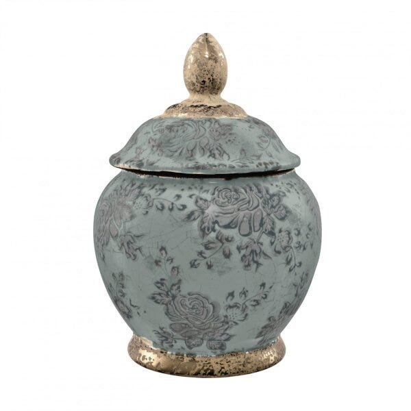 Potiche Decorativo em Cerâmica Floral 26cmx19cm Mart Collection - 1