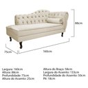 Ver imagem 4 de Kit Diva Recamier Juliana 160cm Lado Esquerdo e 02 Poltronas Classic Suede Bege - Amarena Móveis