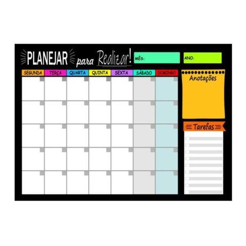 Quadro Lousa - Planejar Para Realizar 03 - De Metal 40X60Cm