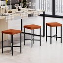 Ver imagem 1 de Kit 04 Banquetas Baixa Bar Cozinha Sala de Jantar Preto Stella L02 Tecido Terracota - Lyam Decor