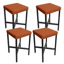 Ver imagem 2 de Kit 04 Banquetas Baixa Bar Cozinha Sala de Jantar Preto Stella L02 Tecido Terracota - Lyam Decor