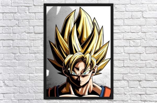 Quadro Dragon Ball Goku Anime Desenho Com Moldura G01 - Vital