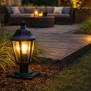 Ver imagem 6 de Kit 8 Balizadores de Jardim 31cm Luminária Externa Alumínio Lente Transparente Clássico Preto
