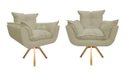 Ver imagem 1 de Kit 2 Poltronas Decorativa Opala Base Giratória Suede Bege Ms Decor