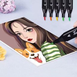 Caneta Marcador Permanente 48 Cores Estojo Ponta Dupla Kit 12 Unidades Desenho Pintura Arte Trabalho - 8