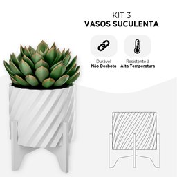 Cachepô Multiuso em Design Inovador- Vaso de Plantas/flor/suculenta/jardim- Vaso Branco/base Branca - 3