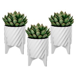 Cachepô Multiuso em Design Inovador- Vaso de Plantas/flor/suculenta/jardim- Vaso Branco/base Branca - 4