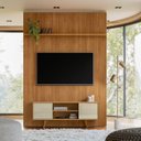 Ver imagem 1 de Rack com Painel Ripado para TV até 65 Polegadas MDF 179cm x 244,5cm New Panorama Marrom Cumaru/Opala