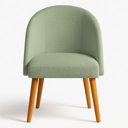 Cadeira Poltrona de Jantar Estofada Luna Boucle Verde Pistache Pés Palito Castanho - Pallazio - 3