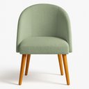 Ver imagem 3 de Cadeira Poltrona de Jantar Estofada Luna Boucle Verde Pistache Pés Palito Castanho - Pallazio