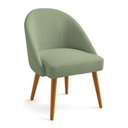 Ver imagem 1 de Cadeira Poltrona de Jantar Estofada Luna Boucle Verde Pistache Pés Palito Castanho - Pallazio
