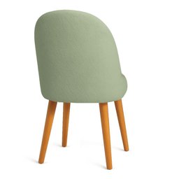 Cadeira Poltrona de Jantar Estofada Luna Boucle Verde Pistache Pés Palito Castanho - Pallazio - 5