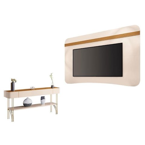 Painel Suspenso Armony Off White Cinamomo com Aparador Vivant Off White Cinamomo - Hb Móveis