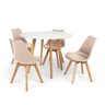 Conjunto Mesa de Jantar Laura 100cm Branca com 4 Cadeiras Eames Wood Leda - Nude - 1