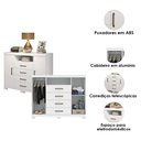 Ver imagem 5 de Guarda Roupa Solteiro 3 Portas com Pés e Cômoda Havana Master com Pés Branco Brilho - Santos