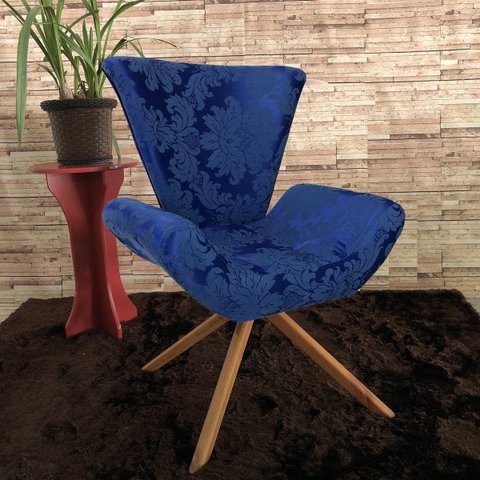 Poltrona Elegance Base Giratória em Jacquard