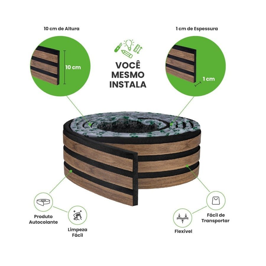 Painel Ripado Eva Laminado Autocolante 10cm Rpdol Madeto Nogueira Intenso Valor do Metro - 4